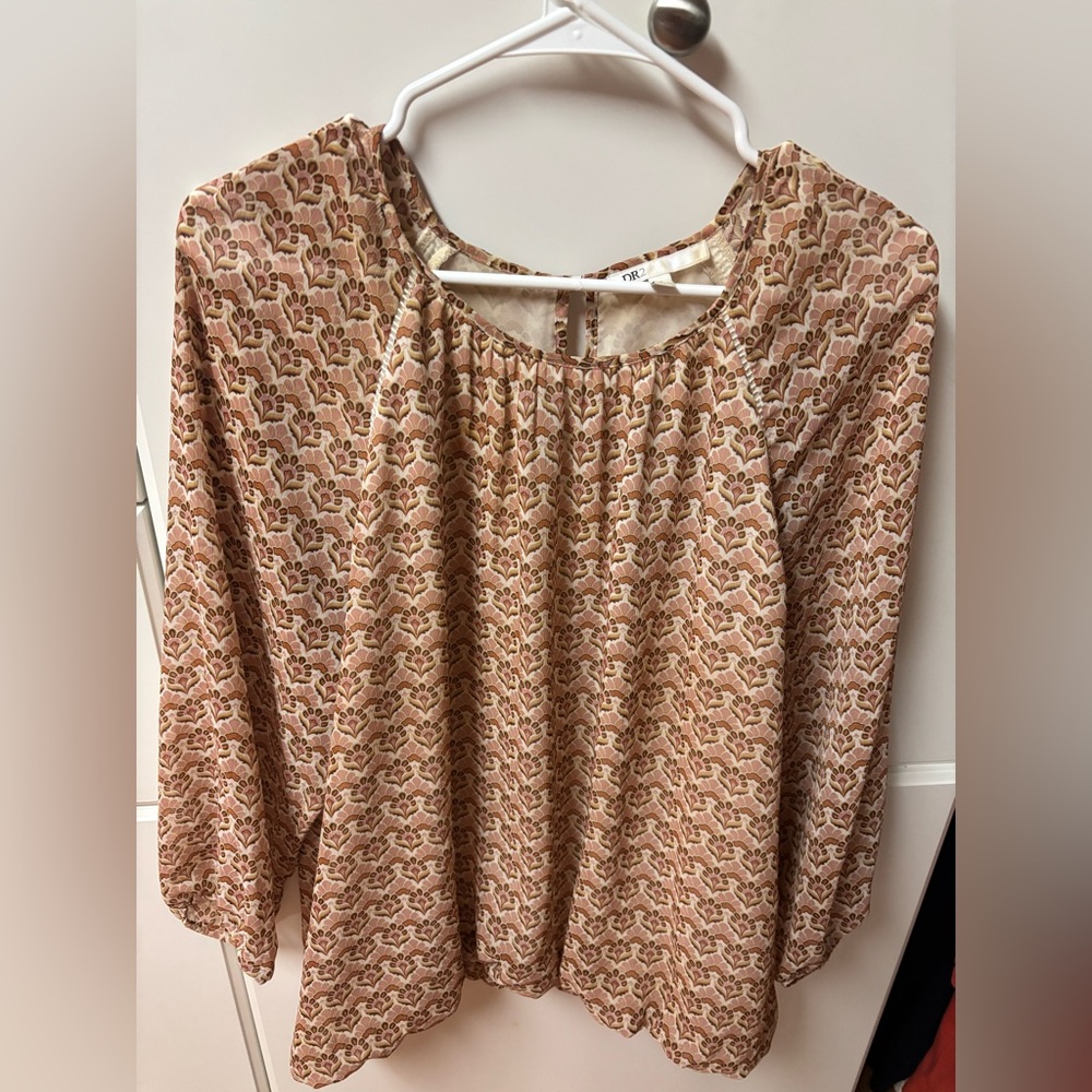 DR2 XL blouse in brown and pink